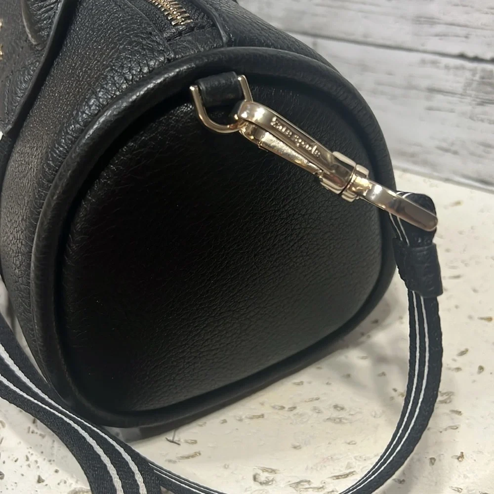 NWT Kate Spade Black Leather Satchel  Duffle Crossbody Bag w/ Coin Pouch